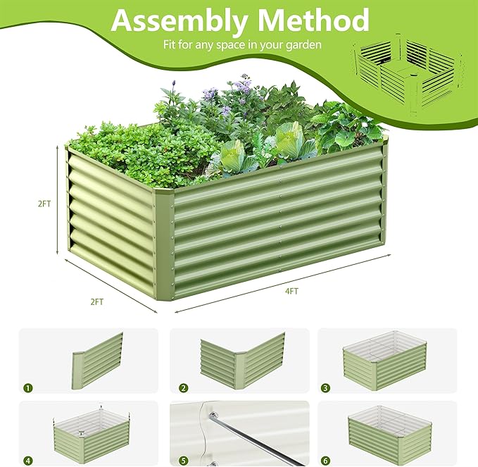 4x2x2FT Galvanized Raised Garden Bed, Galvanized Planter Boxes Outdoor - Image 4