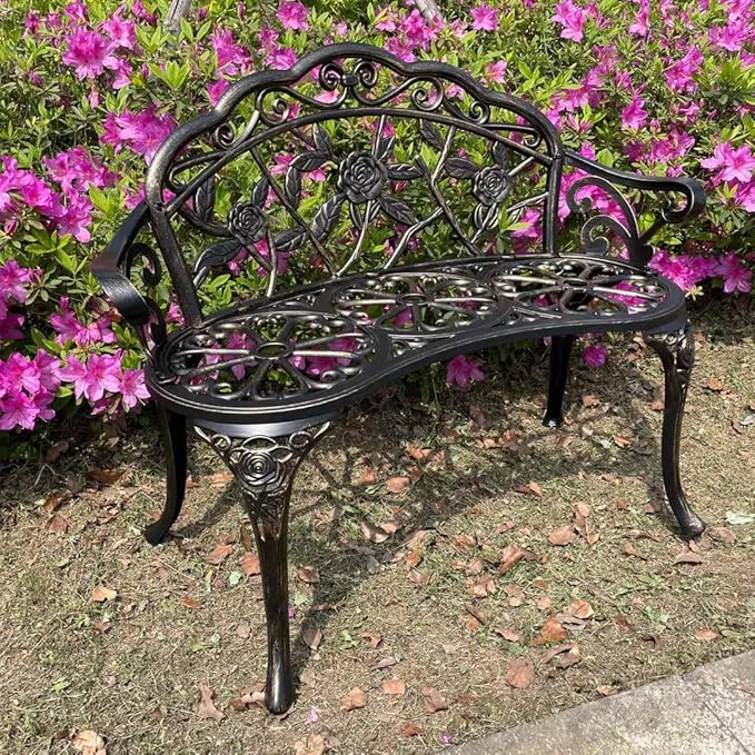 Mandolin Outdoor Park Garden Chair, All Chair Anti Rust Cast Aluminum Patio - Image 4