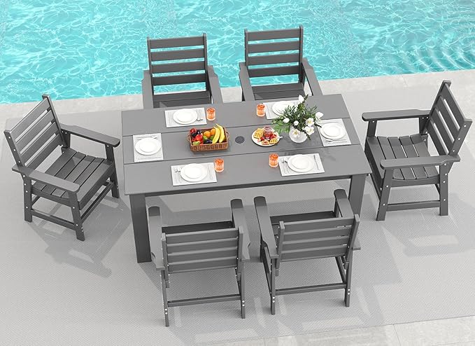 GREENVINES 7-Piece Outdoor Dining Set | HDPE | Patio Table and Chairs Sets by GreenVines