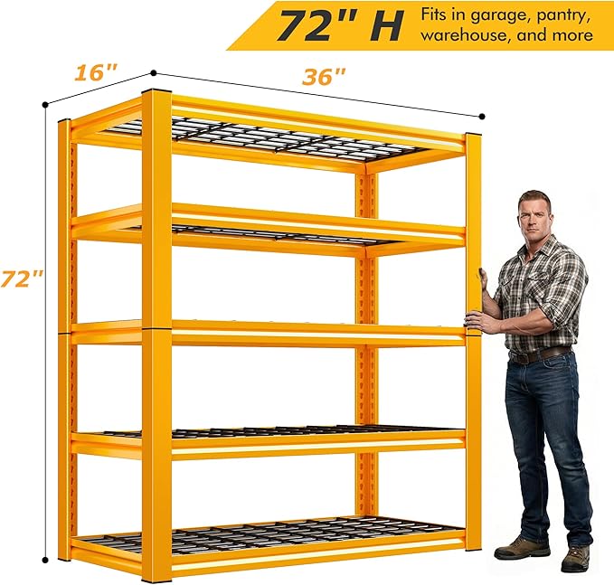 REIBII Garage Shelving Load 3200LBS, 5-Tier Storage Shelves, Adjustable Heavy - Image 3