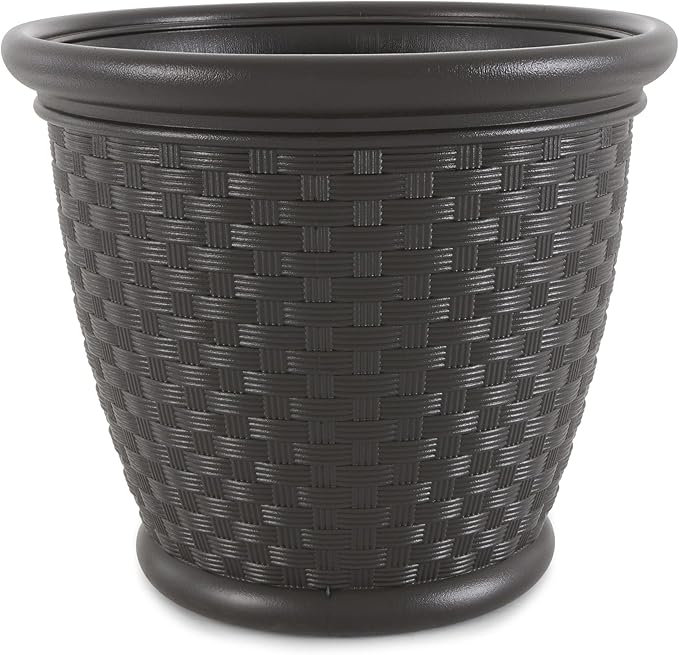 Suncast Sonora 18 Inch Lightweight Durable Plastic Wicker Decorative Flower by Suncast