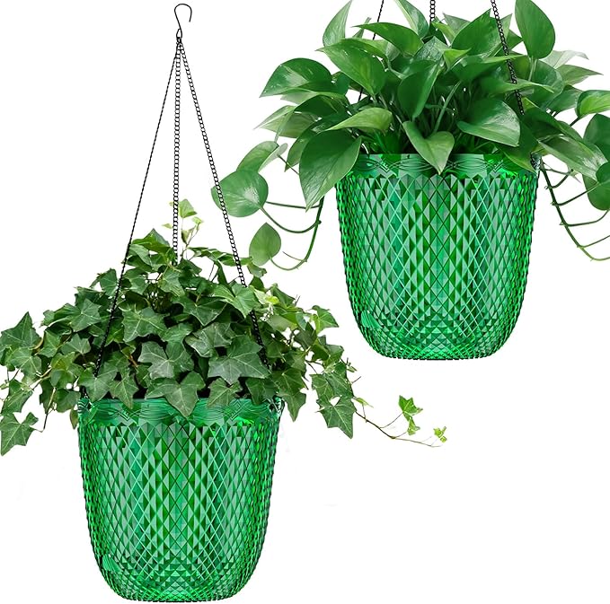 QCQHDU Self Watering Hanging Pots, 2 Pack 7.2 Inch Hanging Planters by QCQHDU
