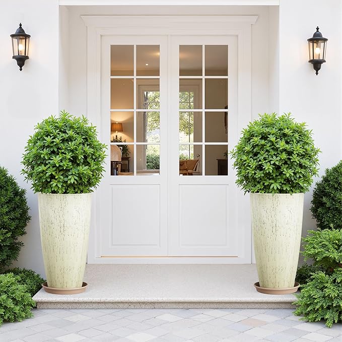 QCQHDU 21 inch Tall Planters for Outdoor & Indoor Plants, 2 Pack Sturdy - Image 2