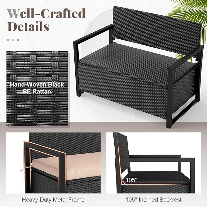 RELAX4LIFE Wicker Outdoor Bench - Image 7