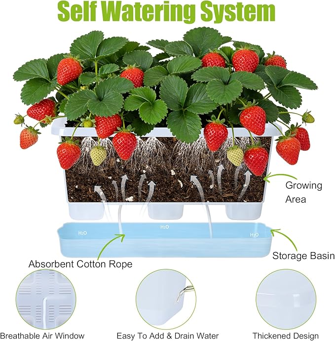 Window Box Planter 6 Packs, 13.8 Inches Rectangle Flower Pots - Image 5