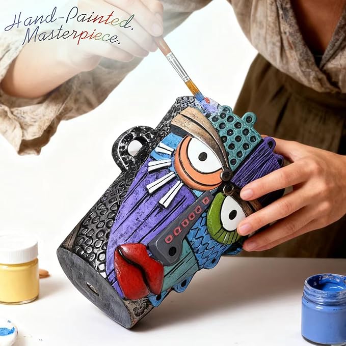 Abstract Face Planter Pots for Plants, Hand-Painted Colorful Flower Pots - Image 7