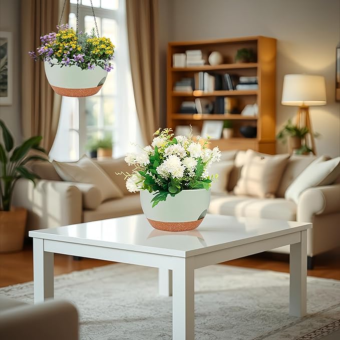 2 Pack 12 Inch Self Watering Hanging Planters - Image 8