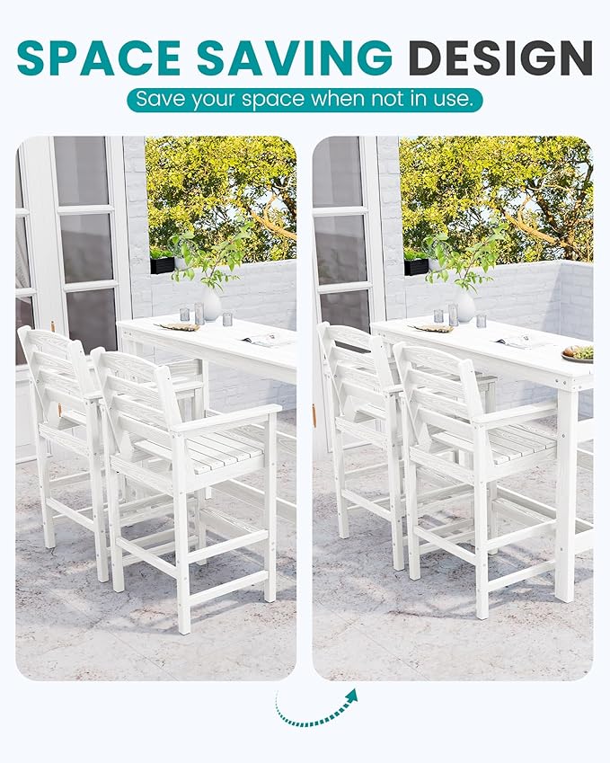 SERWALL 41" Outdoor Bar Table, HDPE Patio Bar Counter Height Table, All Weather - Image 8