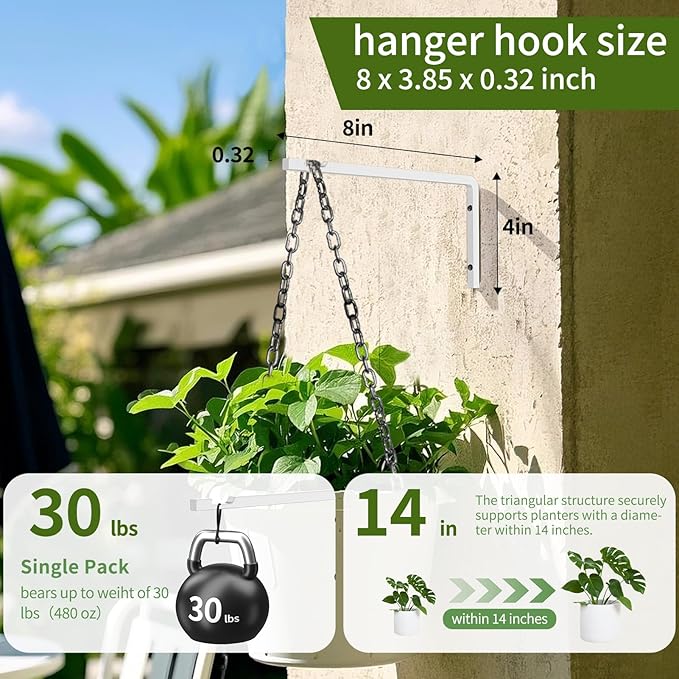 2 Pack 8 Inch Plant Hanger Hooks - Image 2