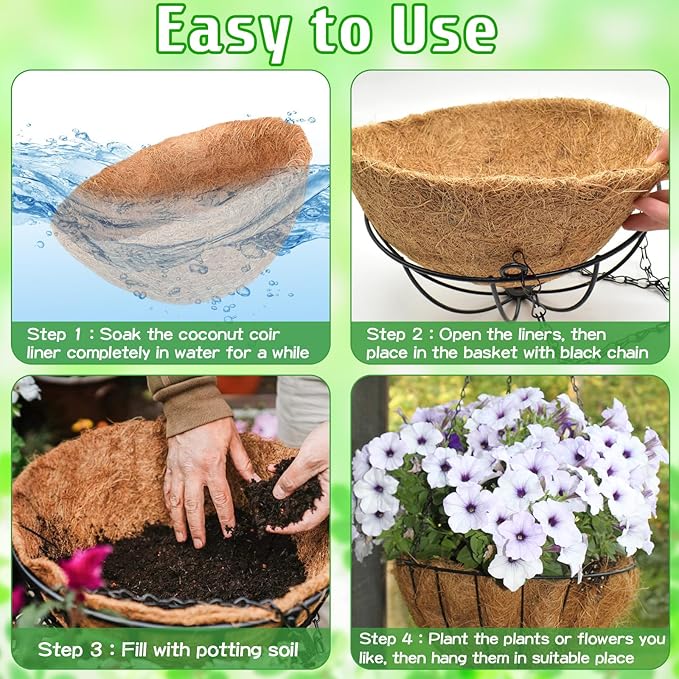 ZeeDix 3 Pack 10 Inch Metal Round Hanging Planter Basket - Image 3