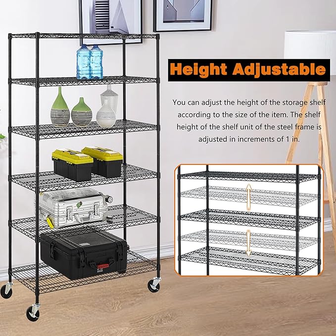 BestOffice Storage Shelves 6 Tier Metal Shelves Adjustable Heavy Duty Garage - Image 4