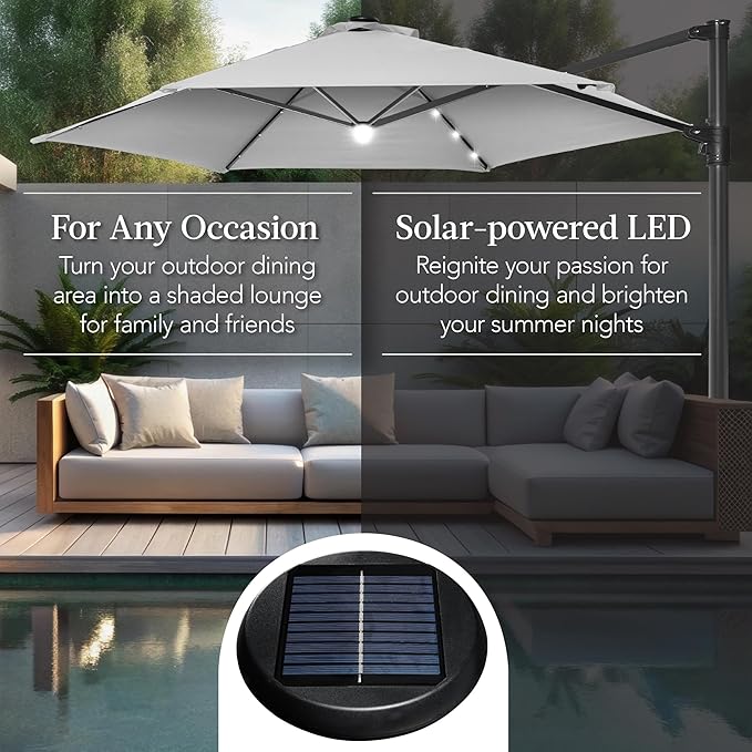 Best Choice Products 10ft Solar LED Offset Cantilever Hanging Market Patio - Image 4