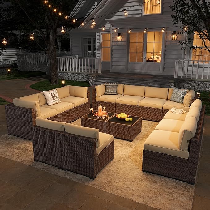 Aoxun Patio Furniture Sets, 14-Piece Outdoor Patio Furniture - Image 3