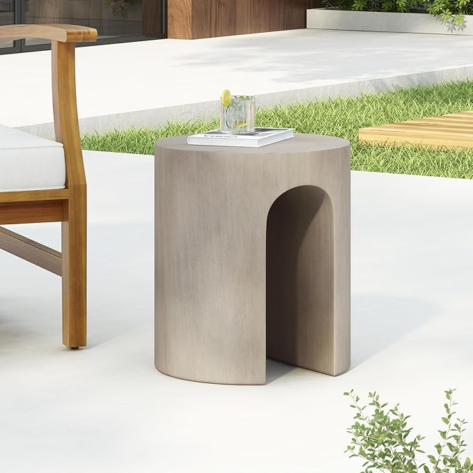 Christopher Knight Home Outdoor Round Side Table, U-Shaped Patio Garden Stool - Image 4