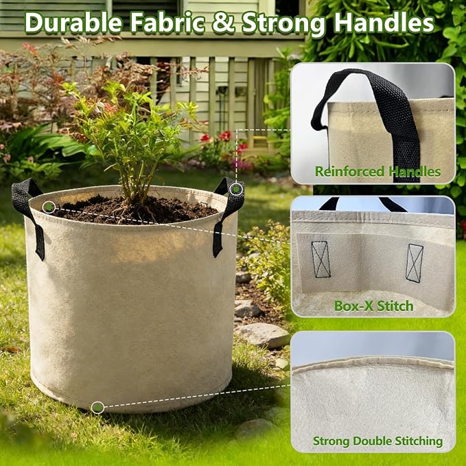 Grow Bags, 7 Pack Colorful 10 Gallon Grow Bags, Reusable Fabric Grow Bags - Image 4