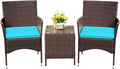 Devoko Patio Porch Furniture Sets 3 Pieces PE Rattan Wicker Chairs by DEVOKO