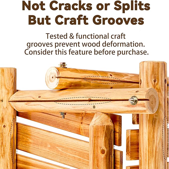 Outdoor Porch Swing Front Porch Hanging Wooden Bench Swing 3 Seat Chair - Image 4