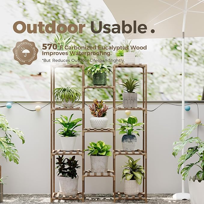 Bamworld Plant Stand Indoor Outdoor Tall Plants Shelf - Image 4