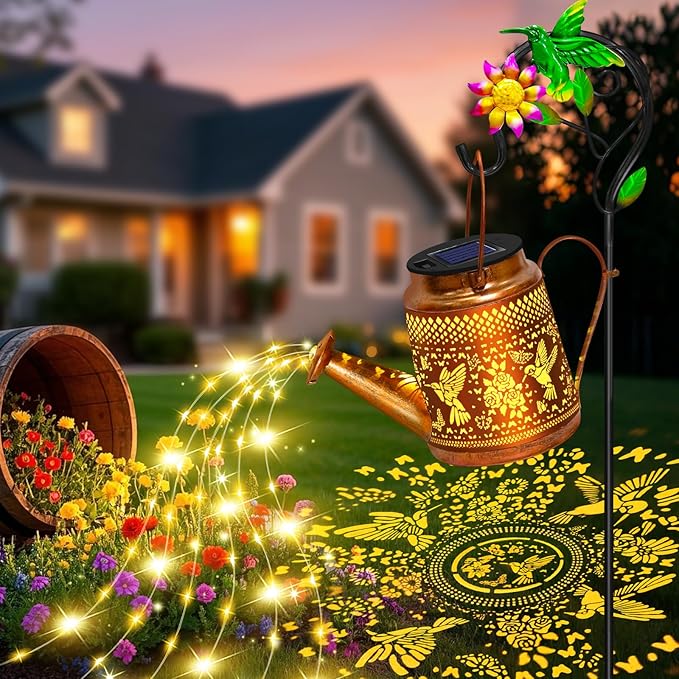 Solar Lights Outdoor Waterproof Garden Decor, Solar Watering Can Lights by EDOF