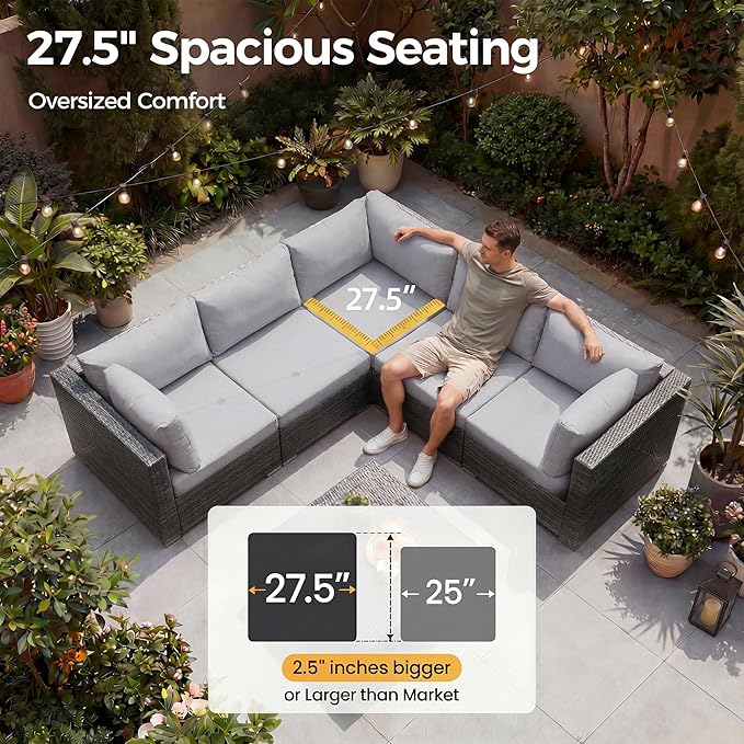 NICESOUL 29.3'' High Back Outdoor Patio Conversation Set - Image 6