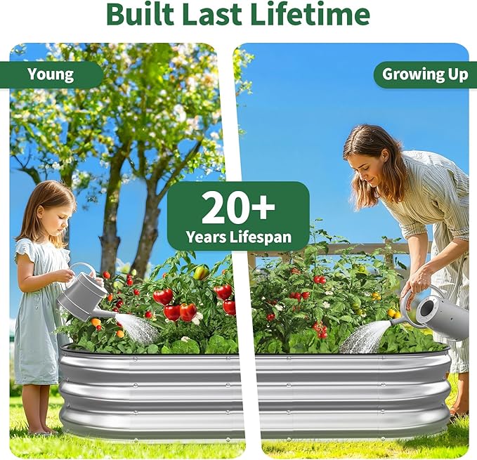 Kesfitt Raised Garden Bed, Oval Open-Bottom Design, 12-Inch Deep - Image 9