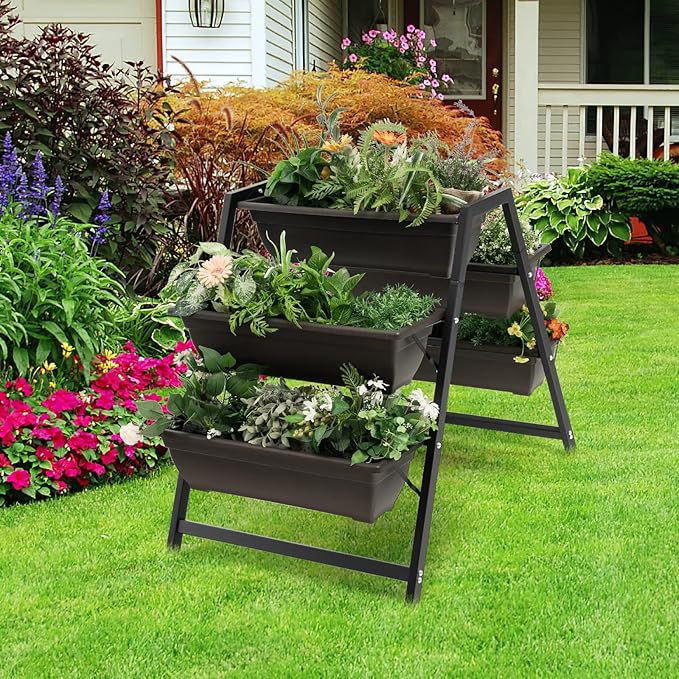 Giantex Set of 2 Vertical Raised Garden Bed, 5 Planter Boxes Container - Image 3