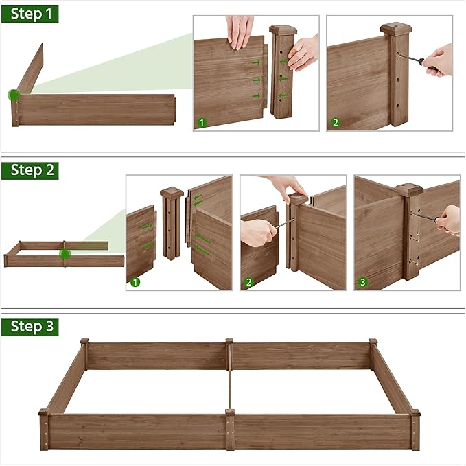 Yaheetech 8×4ft Wooden Horticulture Raised Garden Bed Divisible Elevated - Image 8