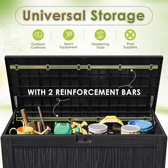 Devoko 125 Gallon Outdoor Storage Box, Waterproof Resin Deck Box - Image 4