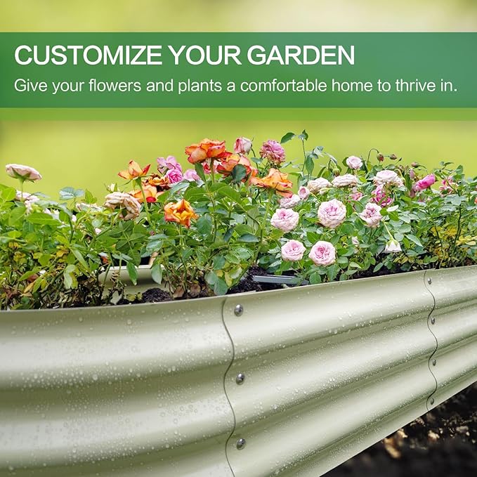 Gardmax Galvanized Raised Garden Bed, Lightweight Planter Boxes Outdoor - Image 6