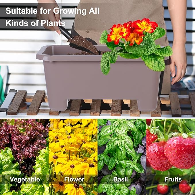 Self-Watering Rectangle Planter Boxes 8-Pack, 15.7-Inch Window Box Planter - Image 6