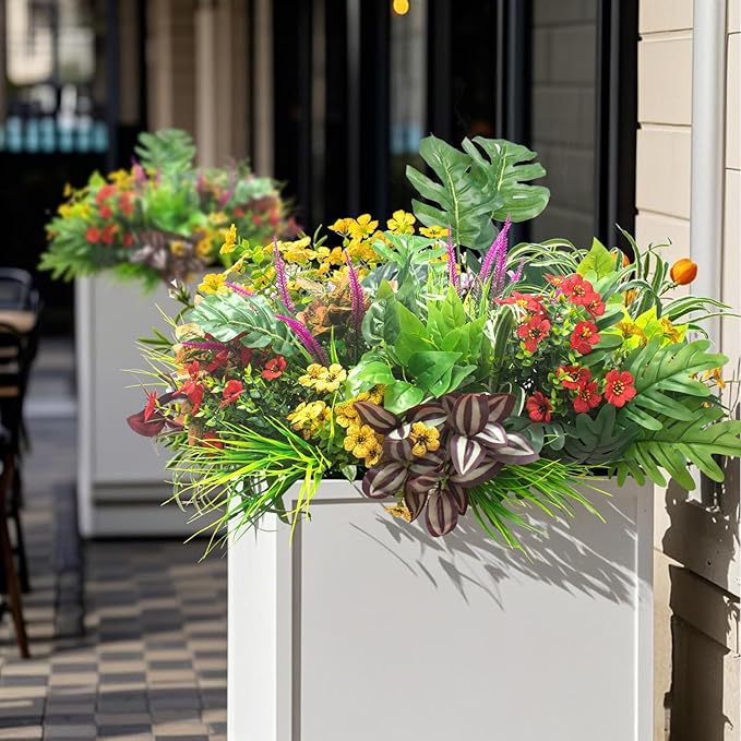 20PCS Fake Flowers UV Resistant Artificial Plants & Faux Shrubs - Image 4