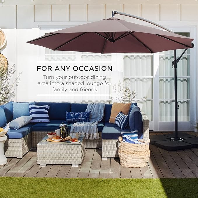 Best Choice Products 10ft Offset Hanging Market Patio Umbrella w/Easy Tilt - Image 3