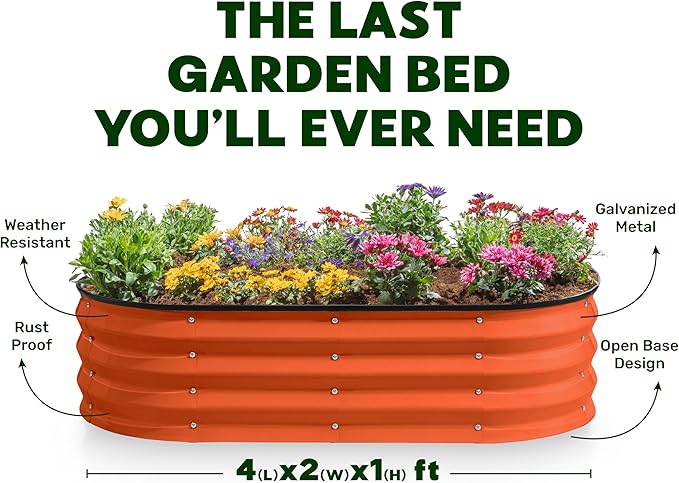 Plant & Plot Galvanized Raised Garden Beds Outdoor // 4×2×1 ft Planter Raised - Image 4