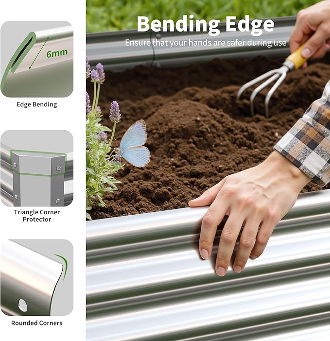 Galvanized Raised Garden Bed, Outdoor Planter Box Metal Patio Kit Planting Bed - Image 3