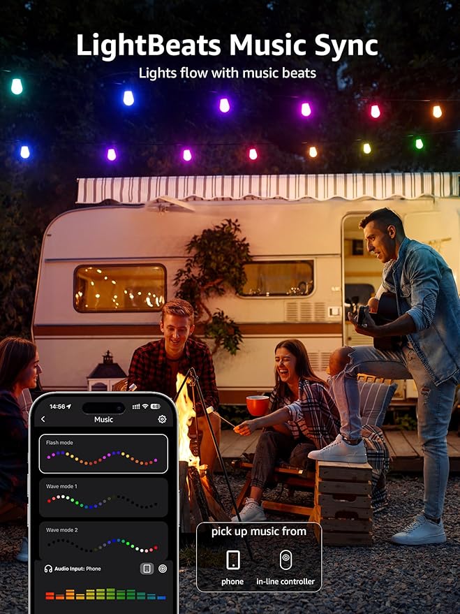 Lepro ZB1 AI Smart Outdoor String Lights APP Control, 54 ft RGB+IC+Warm White - Image 6