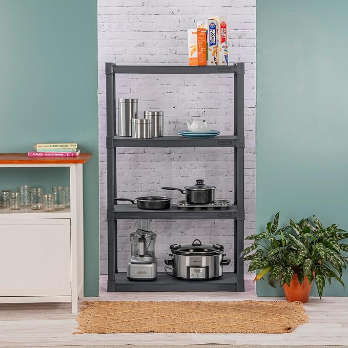 Sterilite 4 Shelf Unit, Heavy-Duty Shelving Storage and Utility Rack - Image 2