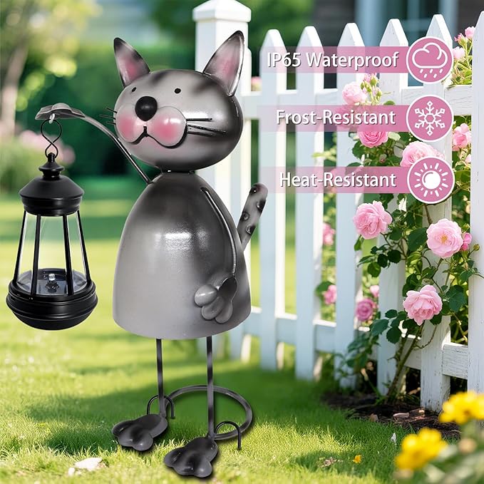 Garden Decor Cat Solar Statues, Unique Garden Statues Cat - Image 8
