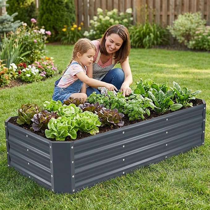 INNO STAGE 4×2×1ft Galvanized Raised Garden Bed Kit, Galvanized Planter Raised - Image 2