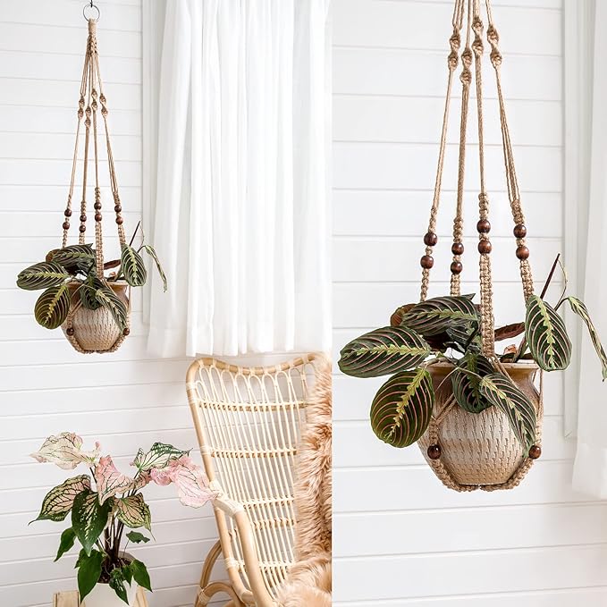 Mkono Macrame Plant Hanger Indoor Jute Hanging Planter Basket - Image 2