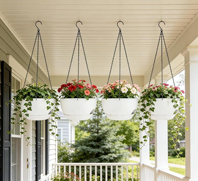 Set of 4-8 Inch Self Watering Hanging Planters - Image 7