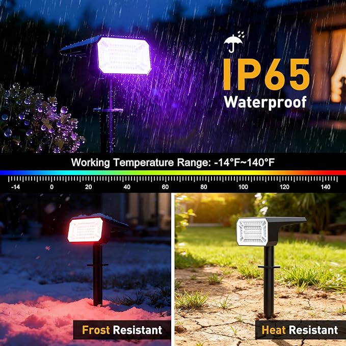 Solar Color Changing Spot Lights Outdoor Waterproof IP65, 2-in-1 Landscape - Image 3