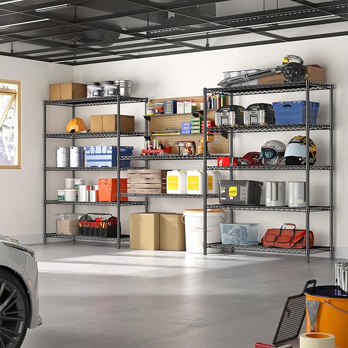 5 Tier Storage Shelves 71"H Wire Shelving Adjustable Metal Shelving, 1000LBS - Image 6