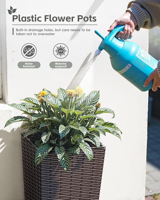 Greesum 24 Inch Tall Plastic Planters, Detachable Inner Pot & Drainage Holes - Image 2