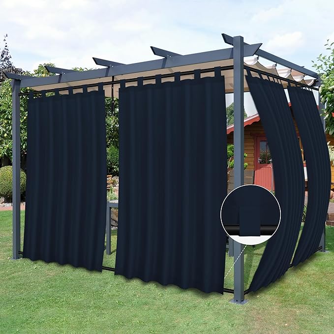 Easy-Going Outdoor Patio Curtains Detachable Tab Top Windproof Weatherproof by Easy-Going