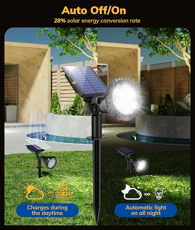 Solar Spot Lights for Outside, 21 LED Outdoor Solar Lights for Yard, 6 Pack - Image 2