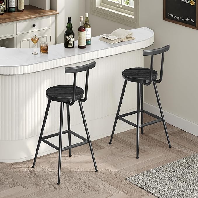 Bar Stools, Metal Frame, Adjustable Feet, Easy Assembly, - Image 2
