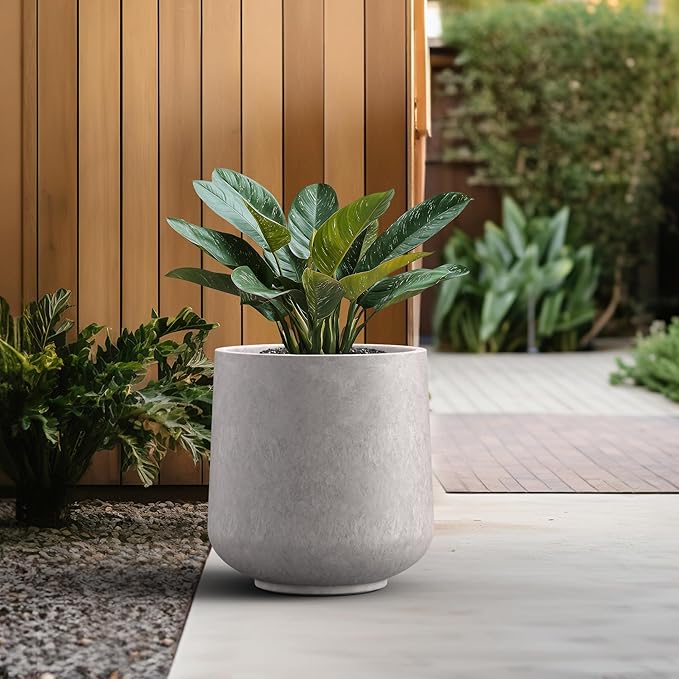 Kante 15.3" Dia Round Concrete Planter, Outdoor Indoor Large Plant Pots - Image 5