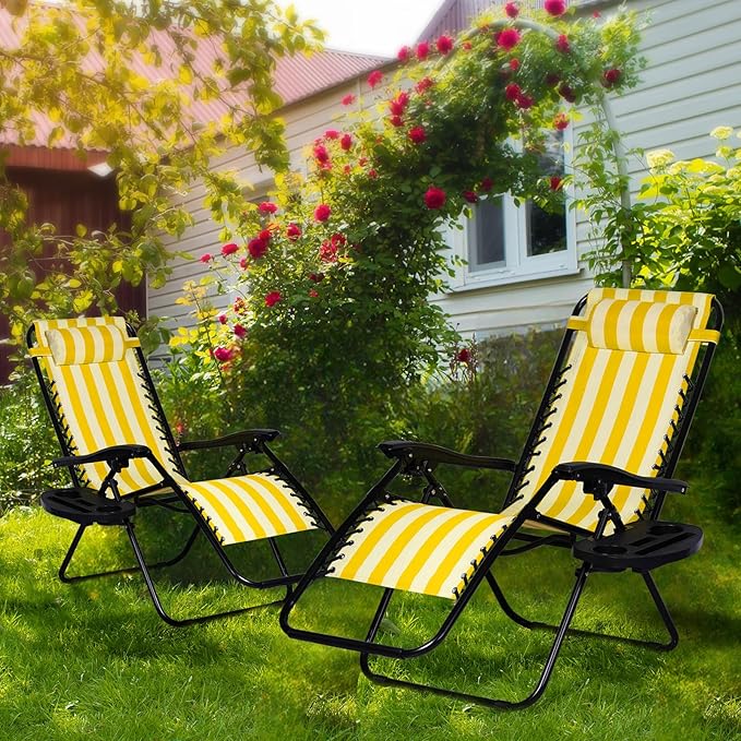 Nazhura Set of 2 Relaxing Recliners Patio Chairs Adjustable Steel Mesh Zero - Image 2