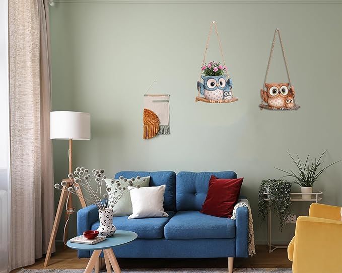 Swing Owl Hanging Planters for Indoor Plants, Cute Small Succulent Pots - Image 4