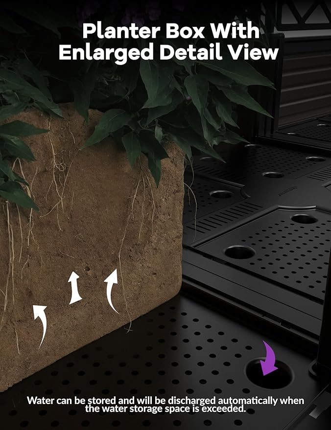4 PCS Raised Garden Bed with Trellis & Privacy Screen, Flowers on Patio - Image 3